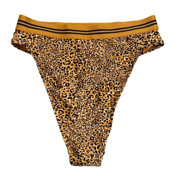 SEAFOLLY High Waist Bikini Bottoms Spirit Animal Gold Navy  Sz US 8 - Picture 4 of 11